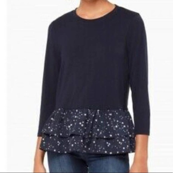 Kate Spade Tops - Kate Spade Broome Street Mixed Media Peplum Tee